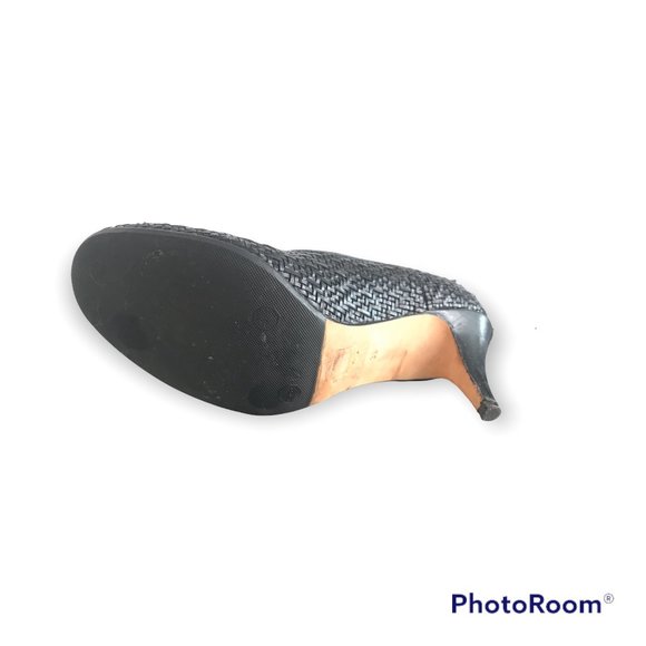 OPENING CEREMONY BLACK LEATHER WOVEN BASKET WEAVE Heels! Size 38! - Picture 5 of 7